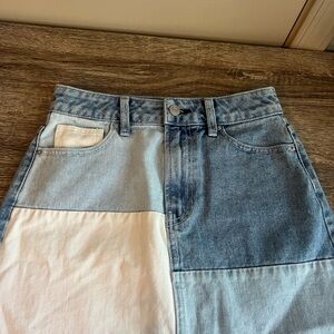 Patchwork Denim Skirt